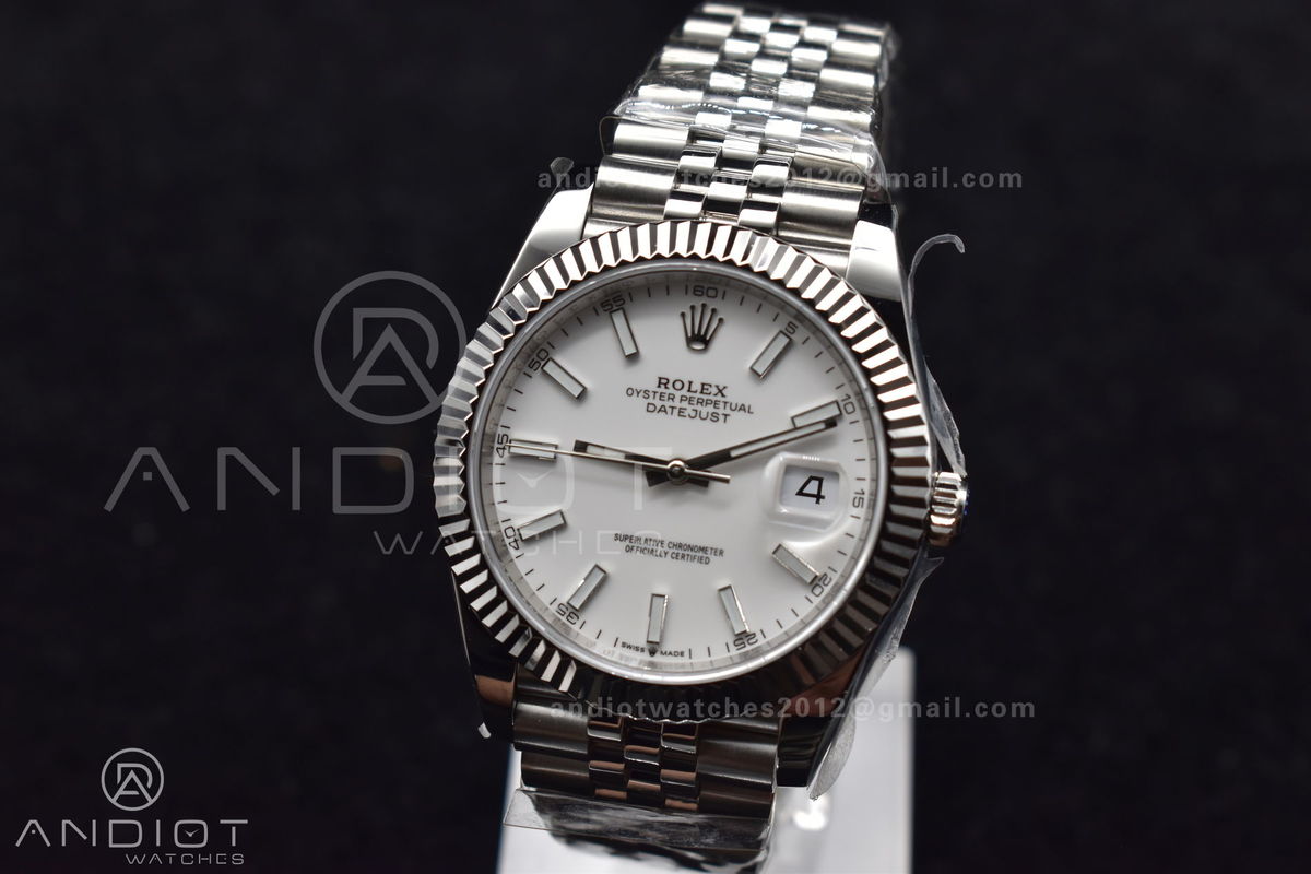 DateJust 41 126334 DIWF 1:1 Best Edition 904L Steel White Stick Dial on Jubilee Bracelet SA3235